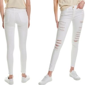 FRAME Denim Ripped Le Skinny de Jeanne Mid-rise Skinny Jean White SZ 26